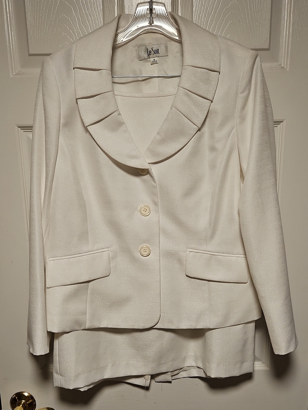 Le Suit Pleated Collar Skirtsuit